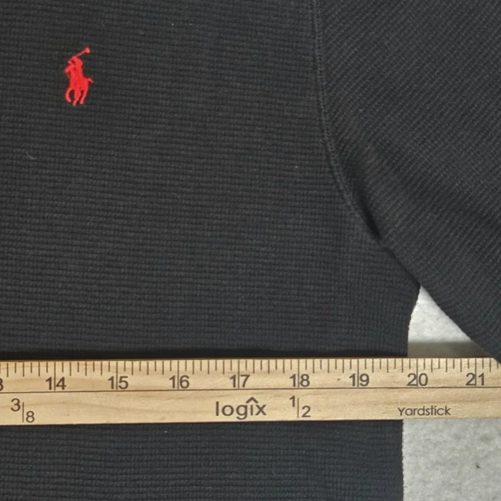 Polo Ralph Lauren Shirt Mens‎ Large Black Waffle Knit Thermal Cotton Long Sleeve